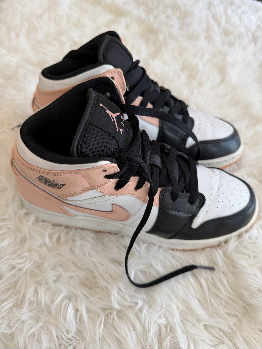 Nike Air Jordan 1 Mid - White, Black & Pink Blush US 7.5